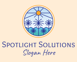  Palm Trees Sun logo design