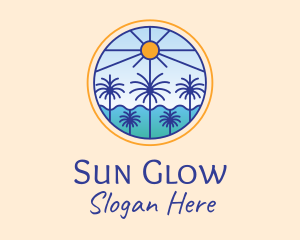  Palm Trees Sun logo design