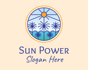  Palm Trees Sun logo design