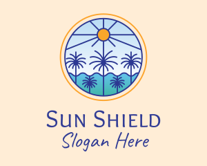  Palm Trees Sun logo design