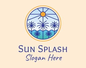  Palm Trees Sun logo design