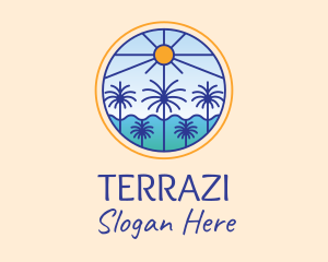  Palm Trees Sun logo design