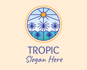  Palm Trees Sun logo design