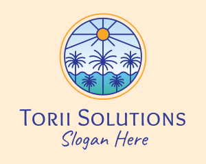  Palm Trees Sun logo design