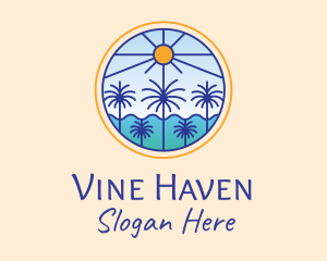  Palm Trees Sun logo design