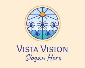 View - Palm Trees Sun logo design