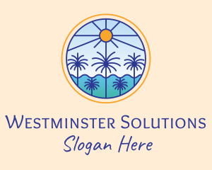  Palm Trees Sun logo design