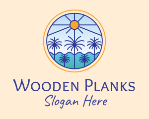  Palm Trees Sun logo design