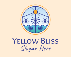  Palm Trees Sun logo design