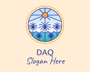  Palm Trees Sun logo design