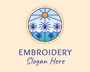  Palm Trees Sun logo design