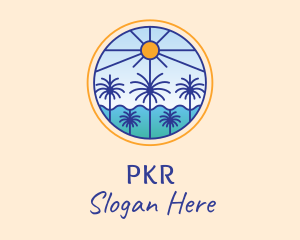  Palm Trees Sun logo design