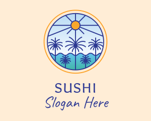  Palm Trees Sun logo design