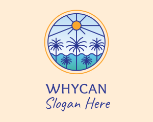 Vacation - Palm Trees Sun logo design
