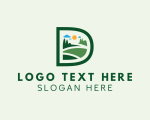 Letter D - Field Lawn Care logo design