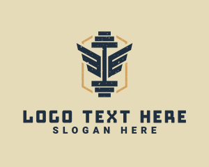 Strong - Rustic Barbell Wings logo design