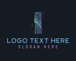 Techno - Modern Glitch Letter I logo design