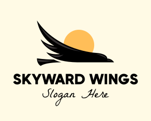 Flying - Flying Raven Sunset logo design