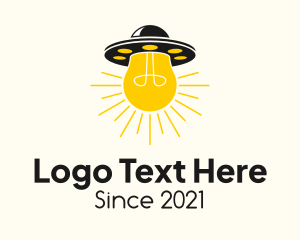 Spaceship - Light Bulb UFO logo design