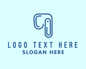 Stroke - Elephant Paper Clip logo design