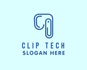 Clip - Elephant Paper Clip logo design