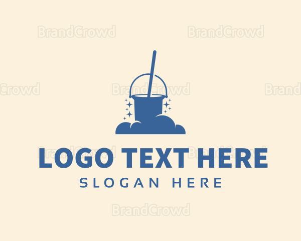 Bucket Mop Cleaning Janitor Logo