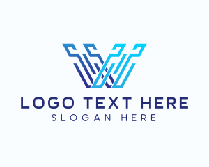 Telecommunications - Tech Data Cyber Letter W logo design
