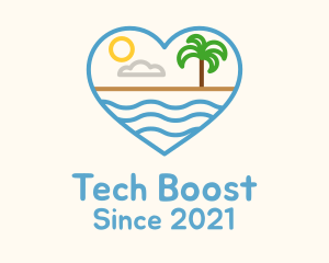 Minimalist Beach Heart logo design