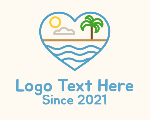 Romance - Minimalist Beach Heart logo design