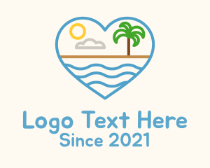 Palm Tree - Minimalist Beach Heart logo design