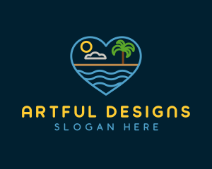 Minimalist Beach Heart logo design