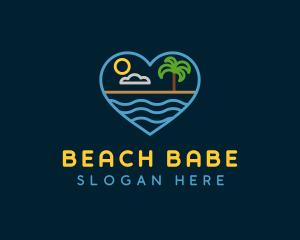 Minimalist Beach Heart logo design