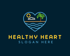 Minimalist Beach Heart logo design