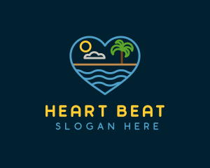 Minimalist Beach Heart logo design