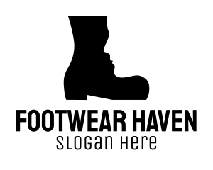 Boot Face Silhouette logo design