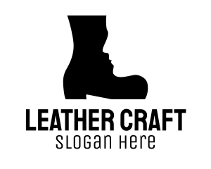 Leather - Boot Face Silhouette logo design