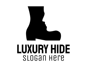 Leather - Boot Face Silhouette logo design
