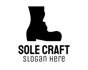 Shoemaking - Boot Face Silhouette logo design