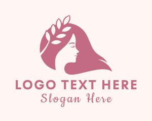 Crown - Beauty Leaf Woman logo design