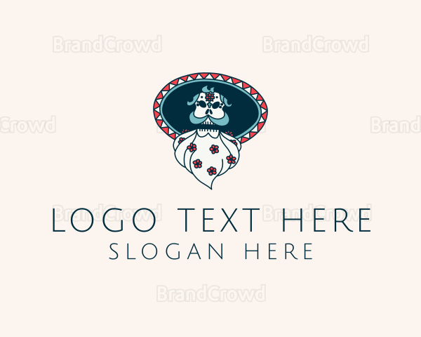 Floral Bearded Skull Logo