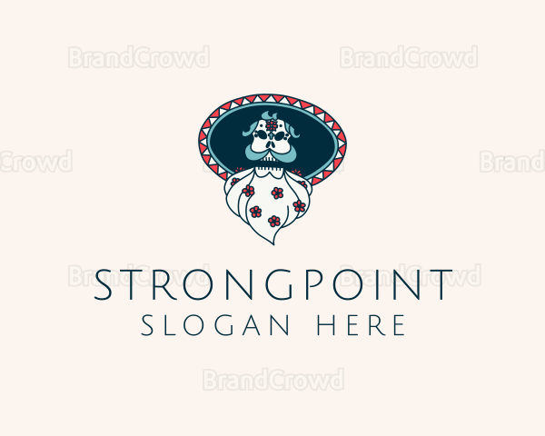 Floral Bearded Skull Logo