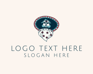 Mexican - Floral Bearded Skull logo design