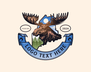 Maine Moose Wildlife Logo