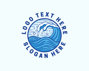 Surfing - Ocean Wave Tsunami logo design