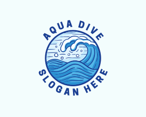 Diver - Ocean Wave Tsunami logo design