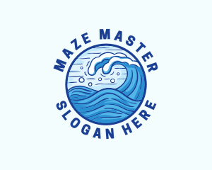 Ocean Wave Tsunami logo design