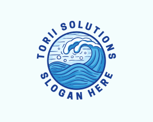 Ocean Wave Tsunami logo design