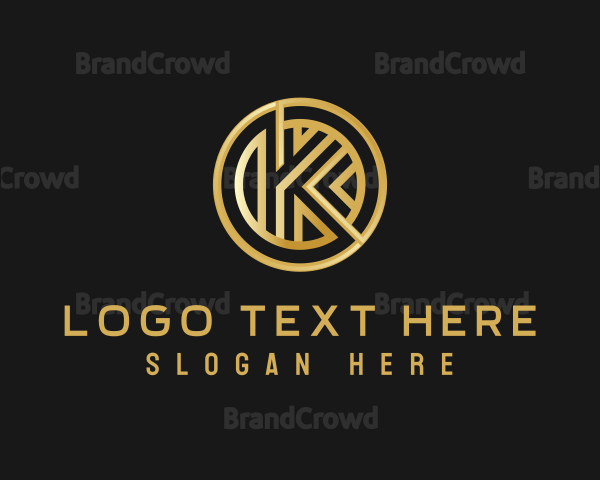 Shiny Luxury Coin Letter K Logo