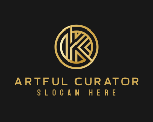 Shiny Luxury Coin Letter K logo design