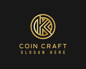 Coin - Shiny Luxury Coin Letter K logo design
